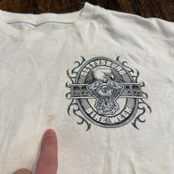 2010 Ghettysburg PA Bike Week Eagle Chopper Engine Black and White Graphic Shirt - Picture 4 of 7